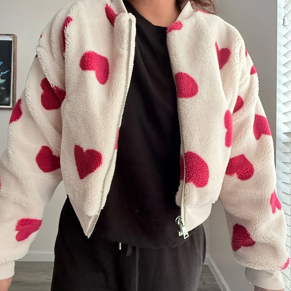 Heart Patterned Cream Jacket - Picture 3 of 3